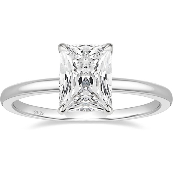 3 Carat Radiant Cut Hidden Halo Diamond Ring White Gold - Picture 8 of 11